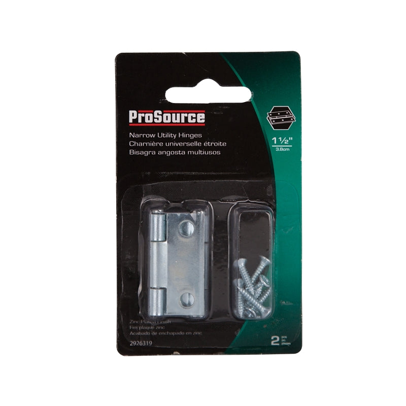 ProSource LR-053-PS Utility Hinge, Steel, Zinc, Removable Pin, 180 deg Range of Motion, Full Mortise Mounting, 7 lb
