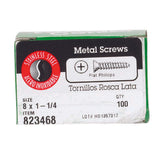HILLMAN No. 8 X 1-1/4 in. L Phillips Flat Head Sheet Metal Screws 100 pk