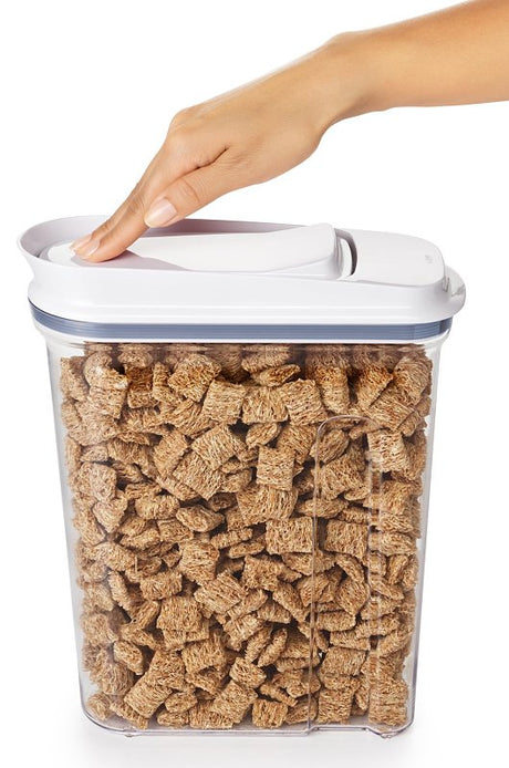 Oxo 11114100 Cereal Dispenser, 4.5 qt Capacity, Plastic/Silicone, Clear, 10.2 in L, 4 in W, 12-1/2 in H