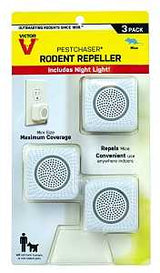 Victor M753K Rodent Repellent, Plug-In, 1.69 in L, 1-3/4 in W, 1-3/4 in H, Repels: Mice, Rats, 3/PK