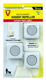 Victor M753K Rodent Repellent, Plug-In, 1.69 in L, 1-3/4 in W, 1-3/4 in H, Repels: Mice, Rats, 3/PK