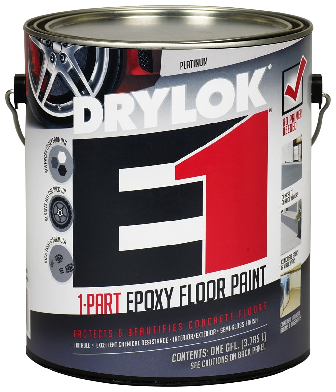 Drylok 23813 Epoxy Floor Paint, Semi-Gloss, Platinum, 1 gal, Pack of 2