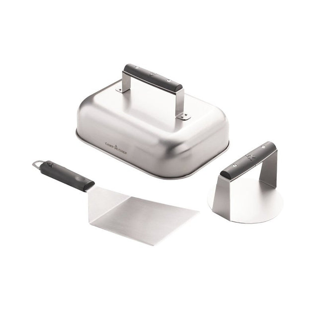 Camp Chef BGSET3 Smashed Burger Kit, Stainless Steel, Soft-Touch Handle
