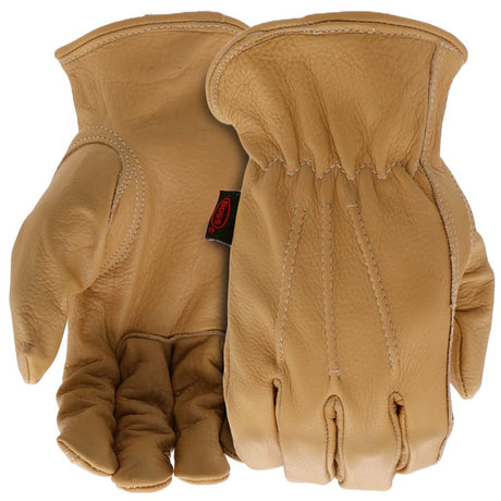Boss B81041-L Work Gloves, Men's, L, Keystone Thumb, Slip-On Cuff, Cowhide Leather, Natural