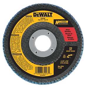 DEWALT DW8306 Flap Disc, 4-1/2 in Dia, 7/8 in Arbor, Coated, 40 Grit, Coarse, Zirconium Oxide Abrasive