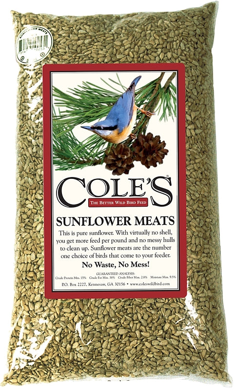 Cole's SM20 Sunflower Meats Wild Bird Food, Straight, Seed, 20 lb Bag, Pack of 2