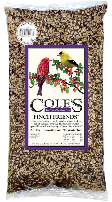 Cole's Finch Friends FF05 Sunflower Meats Wild Bird Food, 5 lb, Blended, Seed, Bag