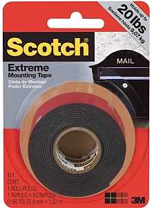 Scotch 414 Mounting Tape, Double Sided, 60 in L, 1 in W