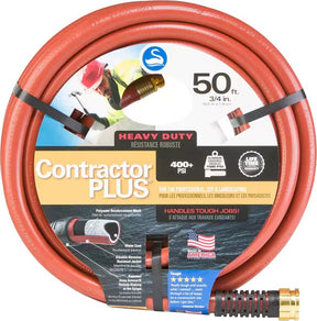 Swan ContractorPLUS CSNCG34050 Heavy-Duty Garden Hose, 3/4 in, 50 ft L, Female, Rubber/Vinyl, Red
