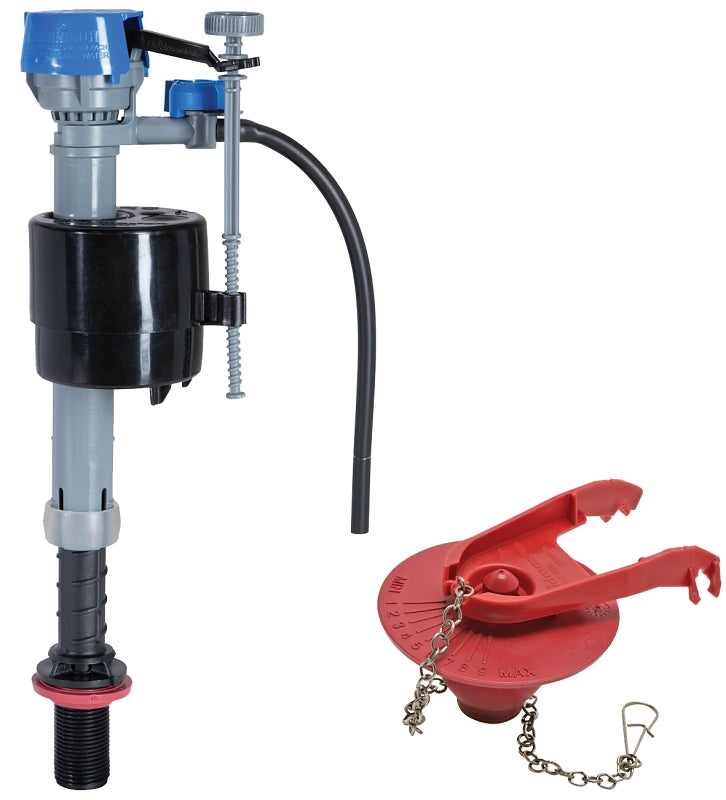 Fluidmaster PerforMAX K-400H-039-T14 Fill Valve and 2 in Flapper Repair Kit, 1.28, 1.6 gpf, Plastic Body, Multi-Color, Anti-Siphon: Yes