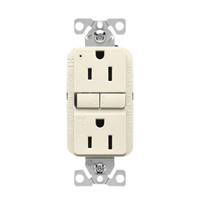 Eaton TRGF15LA Self-Test GFCI Receptacle, 125 V, 15 A, NEMA: NEMA 5-15R, Back, Side Wiring, Light Almond