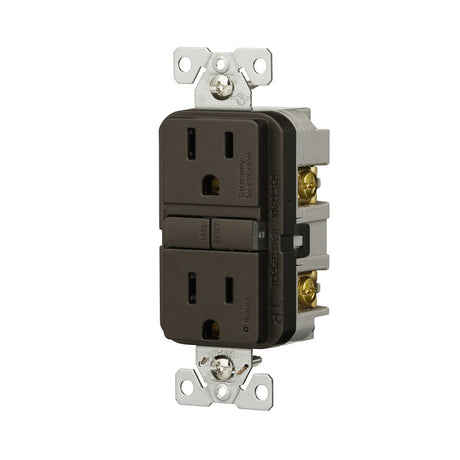 Eaton TRGF15RB-BX-L Self-Test GFCI Receptacle, 125 V, 15 A, NEMA: NEMA 5-15R, Back, Side Wiring, Oil-Rubbed Bronze