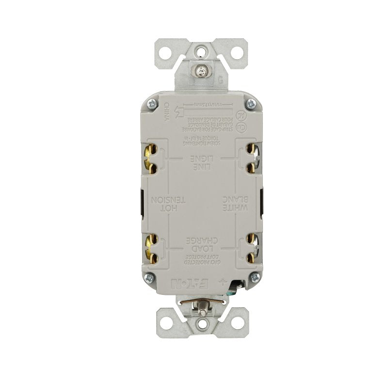 Eaton TRGF15RB-BX-L Self-Test GFCI Receptacle, 125 V, 15 A, NEMA: NEMA 5-15R, Back, Side Wiring, Oil-Rubbed Bronze