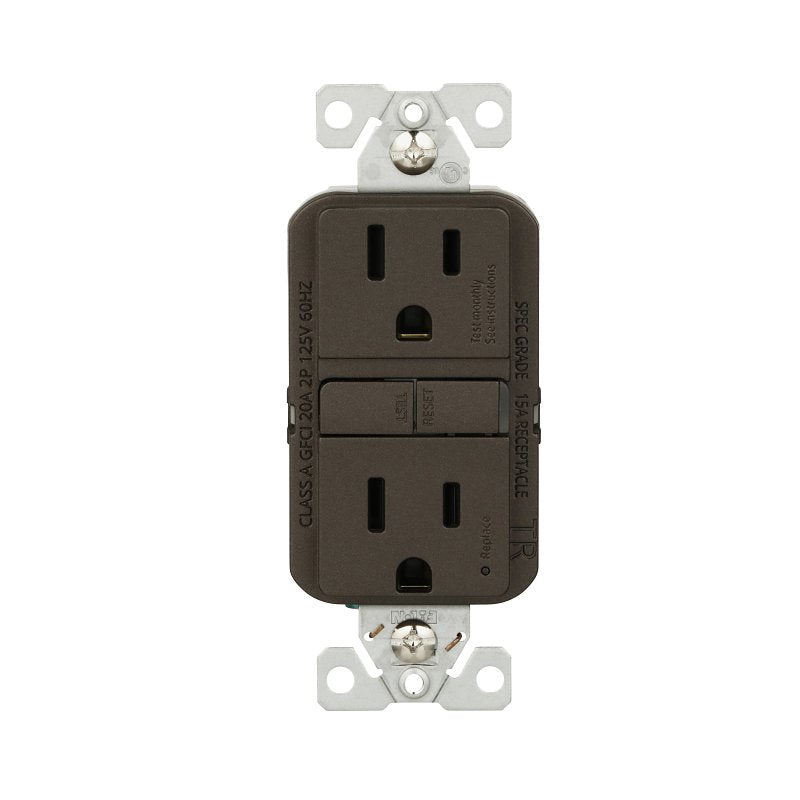 Eaton TRGF15RB-BX-L Self-Test GFCI Receptacle, 125 V, 15 A, NEMA: NEMA 5-15R, Back, Side Wiring, Oil-Rubbed Bronze