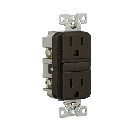 Eaton TRGF15RB-BX-L Self-Test GFCI Receptacle, 125 V, 15 A, NEMA: NEMA 5-15R, Back, Side Wiring, Oil-Rubbed Bronze