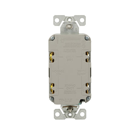 Eaton TRGF15SG-BX-L Self-Test GFCI Receptacle, 125 V, 15 A, NEMA: NEMA 5-15R, Back, Side Wiring, Silver Granite