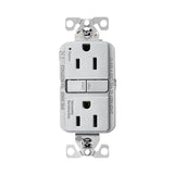 Eaton TRGF15SG-BX-L Self-Test GFCI Receptacle, 125 V, 15 A, NEMA: NEMA 5-15R, Back, Side Wiring, Silver Granite