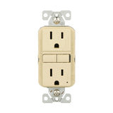 Eaton TRGF15V Self-Test GFCI Receptacle, 125 V, 15 A, NEMA: NEMA 5-15R, Back, Side Wiring, Ivory