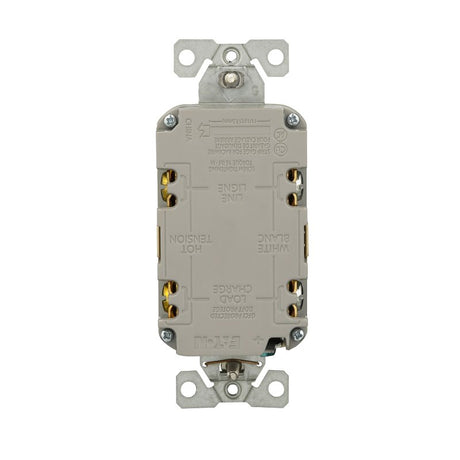 Eaton TRGF15V Self-Test GFCI Receptacle, 125 V, 15 A, NEMA: NEMA 5-15R, Back, Side Wiring, Ivory