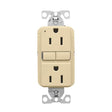 Eaton TRGF15V Self-Test GFCI Receptacle, 125 V, 15 A, NEMA: NEMA 5-15R, Back, Side Wiring, Ivory