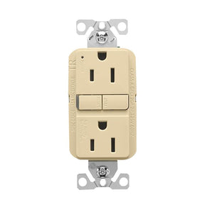 Eaton TRGF15V-3-L Self-Test GFCI Receptacle, 125 V, 15 A, NEMA: NEMA 5-15R, Back, Side Wiring, Ivory
