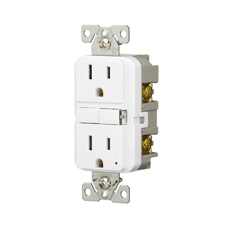 Eaton TRGF15W-WP Self-Test GFCI Receptacle, 125 V, 15 A, NEMA: NEMA 5-15R, Back, Side Wiring, White
