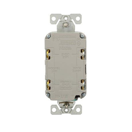 Eaton TRGF15W-3-L Self-Test GFCI Receptacle, 125 V, 15 A, NEMA: NEMA 5-15R, Back, Side Wiring, White