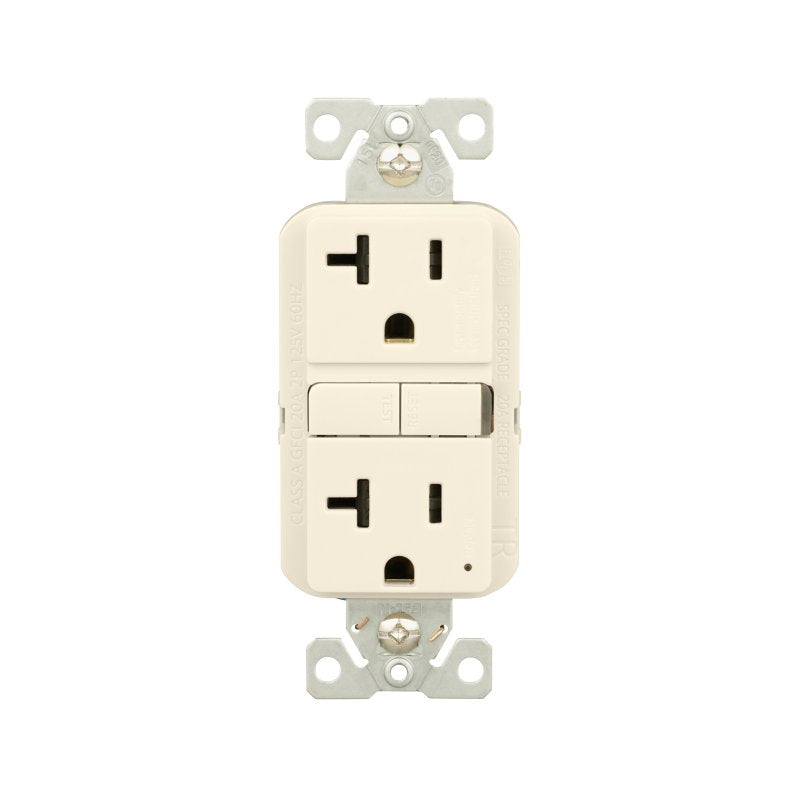 Eaton TRGF20LA Tamper-Resistant Self-Test GFCI Receptacle, 125 V, 20 A, NEMA: NEMA 5-20R, Back, Side Wiring