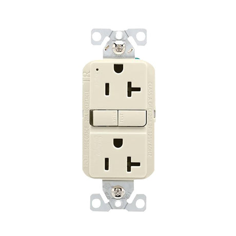 Eaton TRGF20LA Tamper-Resistant Self-Test GFCI Receptacle, 125 V, 20 A, NEMA: NEMA 5-20R, Back, Side Wiring