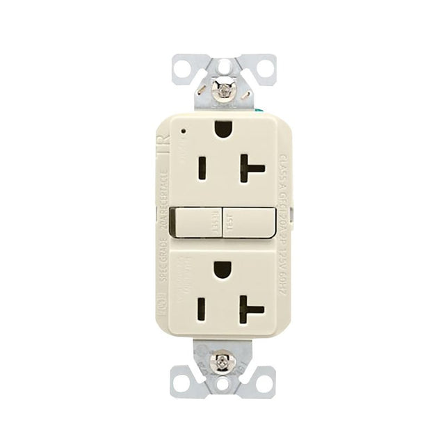 Eaton TRGF20LA Tamper-Resistant Self-Test GFCI Receptacle, 125 V, 20 A, NEMA: NEMA 5-20R, Back, Side Wiring