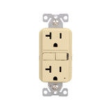 Eaton TRGF20V Tamper-Resistant Self-Test GFCI Receptacle, 125 V, 20 A, NEMA: NEMA 5-20R, Back, Side Wiring, Ivory