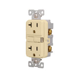 Eaton TRGF20V Tamper-Resistant Self-Test GFCI Receptacle, 125 V, 20 A, NEMA: NEMA 5-20R, Back, Side Wiring, Ivory