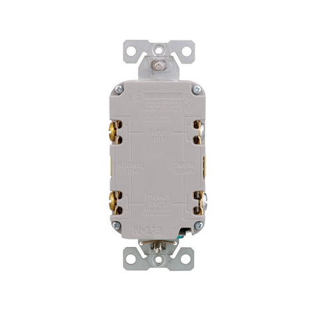 Eaton TRGF20V Tamper-Resistant Self-Test GFCI Receptacle, 125 V, 20 A, NEMA: NEMA 5-20R, Back, Side Wiring, Ivory