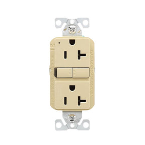 Eaton TRGF20V Tamper-Resistant Self-Test GFCI Receptacle, 125 V, 20 A, NEMA: NEMA 5-20R, Back, Side Wiring, Ivory