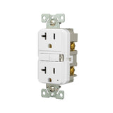 Eaton TRGF20W Tamper-Resistant Self-Test GFCI Receptacle, 125 V, 20 A, NEMA: NEMA 5-20R, Back, Side Wiring, White