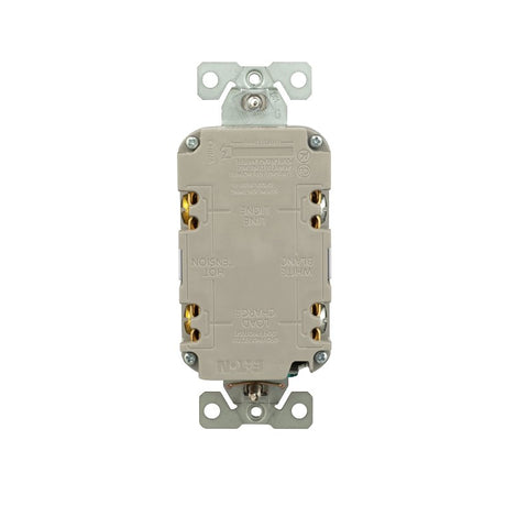 Eaton TRGF20W Tamper-Resistant Self-Test GFCI Receptacle, 125 V, 20 A, NEMA: NEMA 5-20R, Back, Side Wiring, White