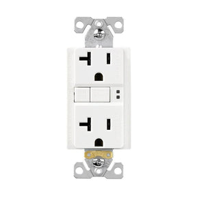 Eaton TRGF20W Tamper-Resistant Self-Test GFCI Receptacle, 125 V, 20 A, NEMA: NEMA 5-20R, Back, Side Wiring, White