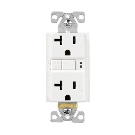Eaton TRGF20W Tamper-Resistant Self-Test GFCI Receptacle, 125 V, 20 A, NEMA: NEMA 5-20R, Back, Side Wiring, White