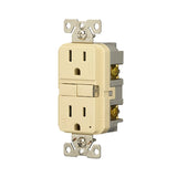 Eaton TWRGF15V Self-Test GFCI Receptacle, 125 V, 15 A, NEMA: NEMA 5-15R, Back, Side Wiring, Ivory