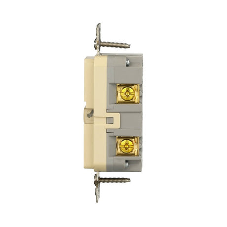 Eaton TWRGF15V Self-Test GFCI Receptacle, 125 V, 15 A, NEMA: NEMA 5-15R, Back, Side Wiring, Ivory