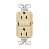 Eaton TWRGF15V Self-Test GFCI Receptacle, 125 V, 15 A, NEMA: NEMA 5-15R, Back, Side Wiring, Ivory