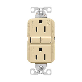 Eaton TWRGF15V Self-Test GFCI Receptacle, 125 V, 15 A, NEMA: NEMA 5-15R, Back, Side Wiring, Ivory