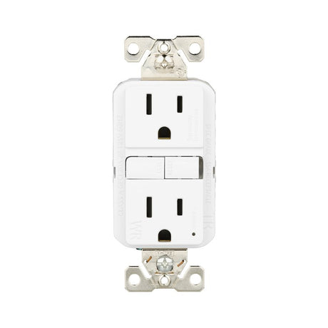 Eaton TWRGF15W Self-Test GFCI Receptacle, 125 V, 15 A, NEMA: NEMA 5-15R, Back, Side Wiring, White
