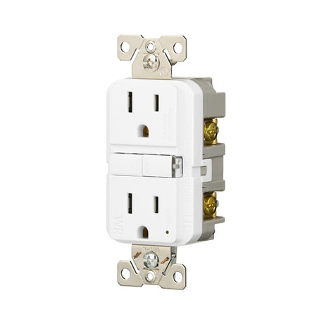 Eaton TWRGF15W Self-Test GFCI Receptacle, 125 V, 15 A, NEMA: NEMA 5-15R, Back, Side Wiring, White