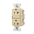 Eaton TWRGF20V Self-Test GFCI Receptacle, 125 V, 20 A, NEMA: NEMA 5-20R, Back, Side Wiring, Ivory