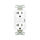 Eaton TWRGF20W Self-Test GFCI Receptacle, 125 V, 20 A, NEMA: NEMA 5-20R, Back, Side Wiring, White