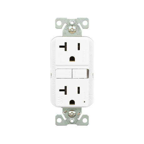 Eaton TWRGF20W Self-Test GFCI Receptacle, 125 V, 20 A, NEMA: NEMA 5-20R, Back, Side Wiring, White
