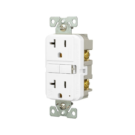 Eaton TWRGF20W Self-Test GFCI Receptacle, 125 V, 20 A, NEMA: NEMA 5-20R, Back, Side Wiring, White