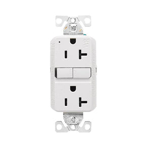 Eaton TWRGF20W Self-Test GFCI Receptacle, 125 V, 20 A, NEMA: NEMA 5-20R, Back, Side Wiring, White