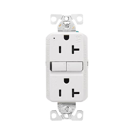 Eaton TWRGF20W Self-Test GFCI Receptacle, 125 V, 20 A, NEMA: NEMA 5-20R, Back, Side Wiring, White